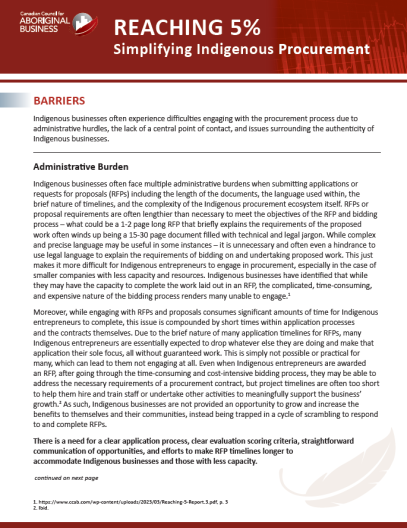 Cover - Reaching 5 - Simplifying Indigenous Procurement