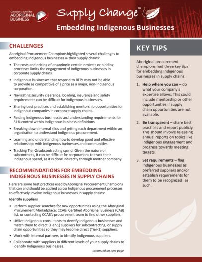 Supply Change - Embedding indigenous businesses