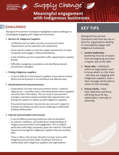 Supply Change - meaningful engagement with Indigenous businesses
